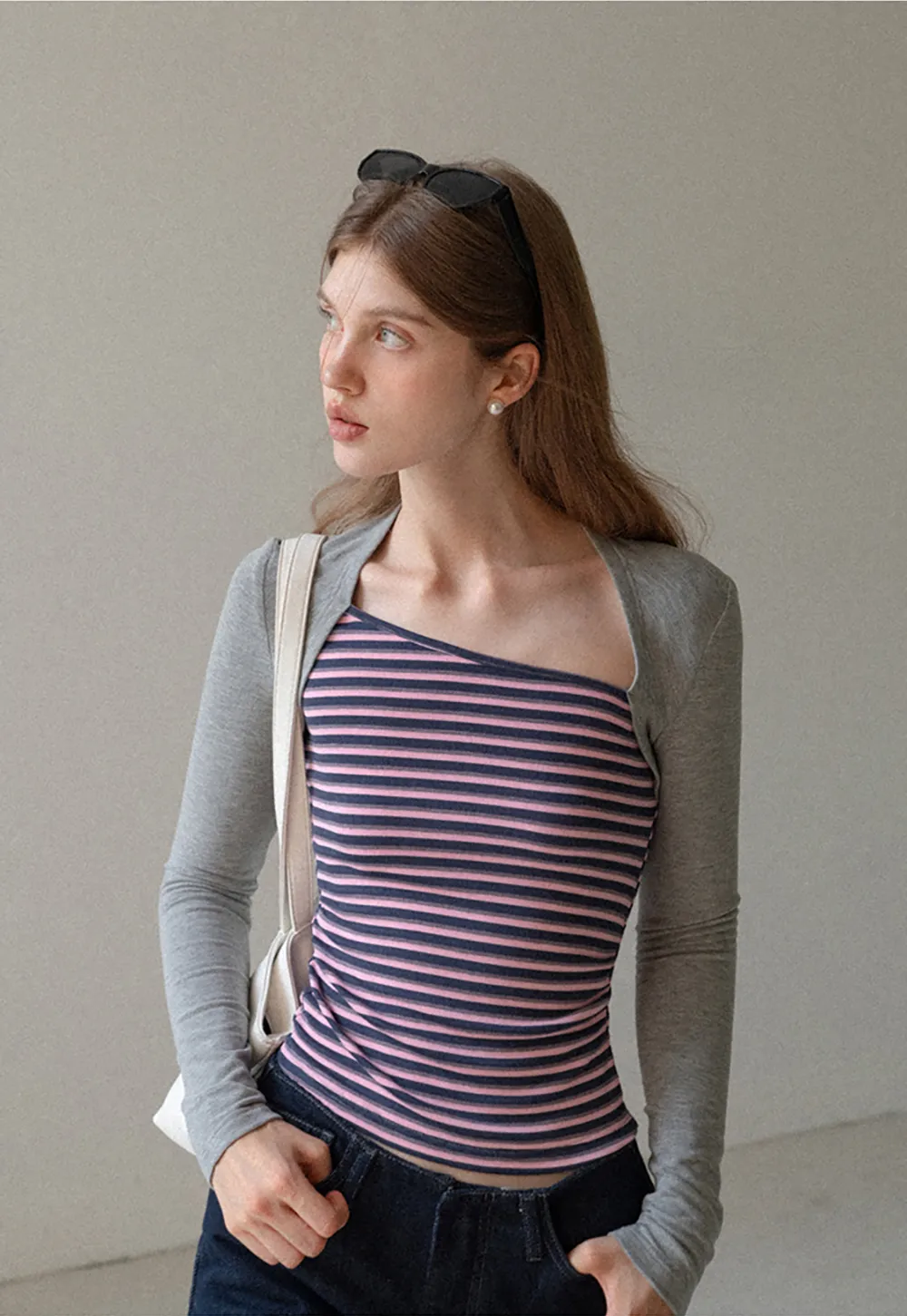 Striped Layered Shrug Top