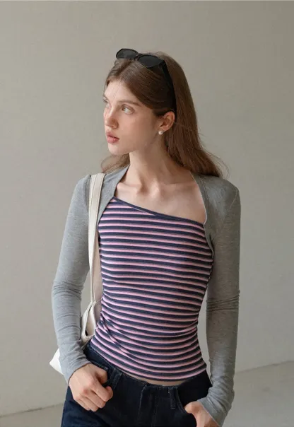 Striped Layered Shrug Top