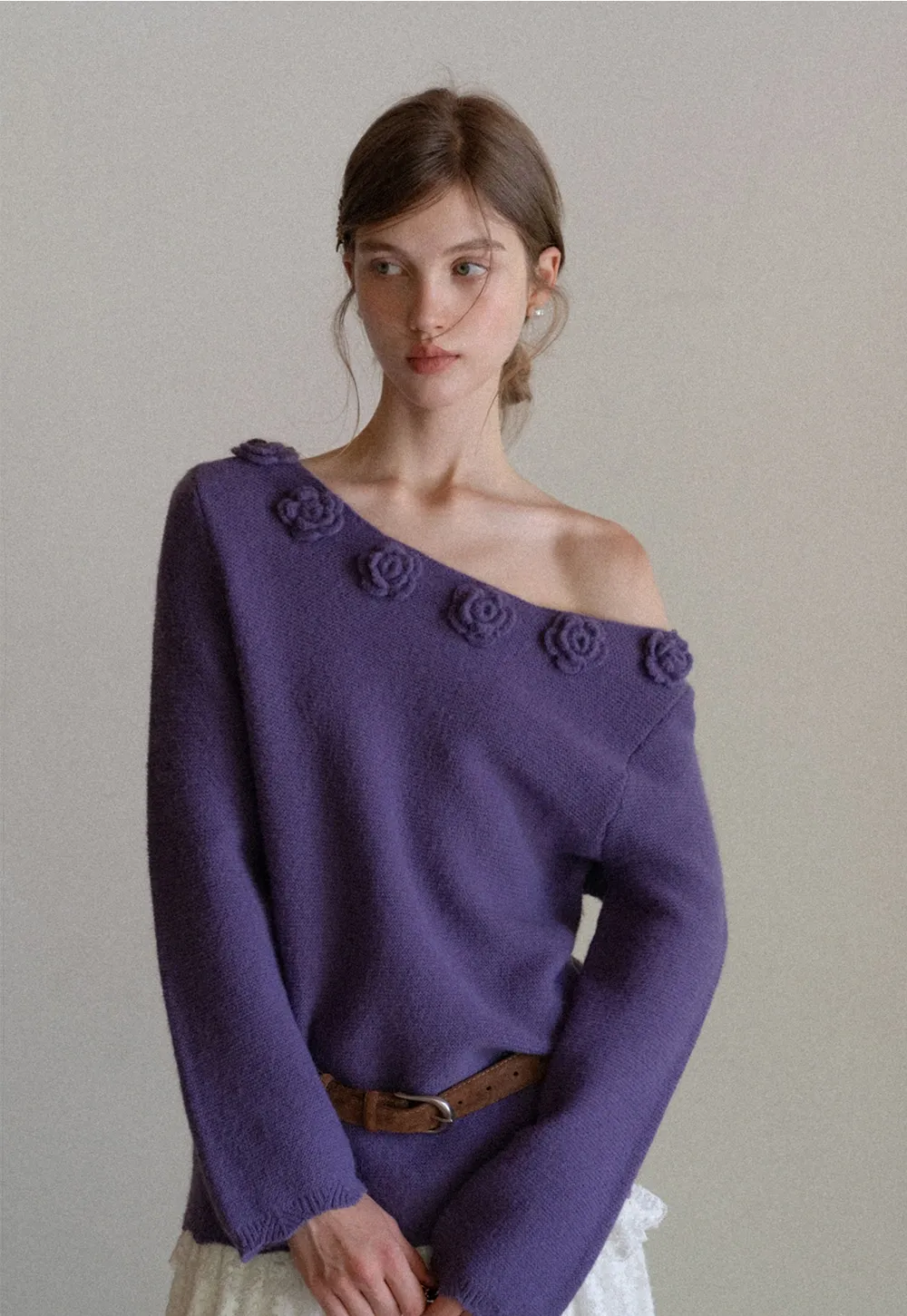 Women Off Shoulder Knit Sweater