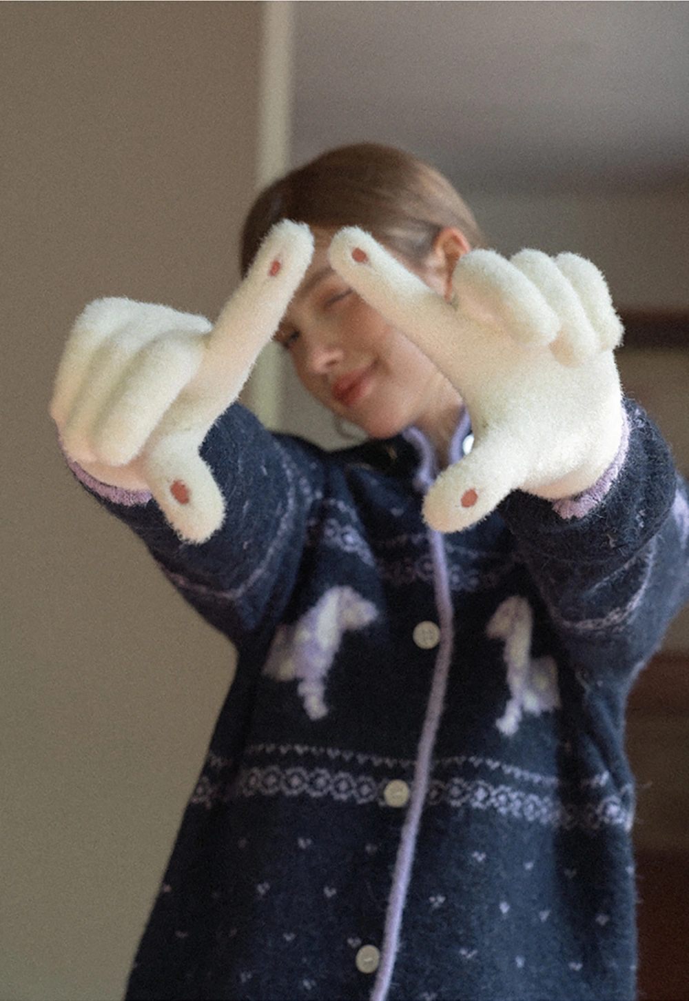 Solid Color Thick Knitted Finger Gloves