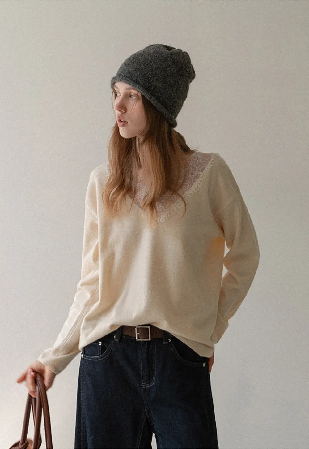 Lace Trim Fleece Top