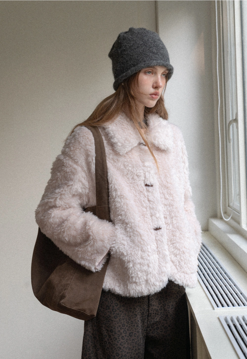 Women Faux Shearling Jacket Short Teddy Coat Winter