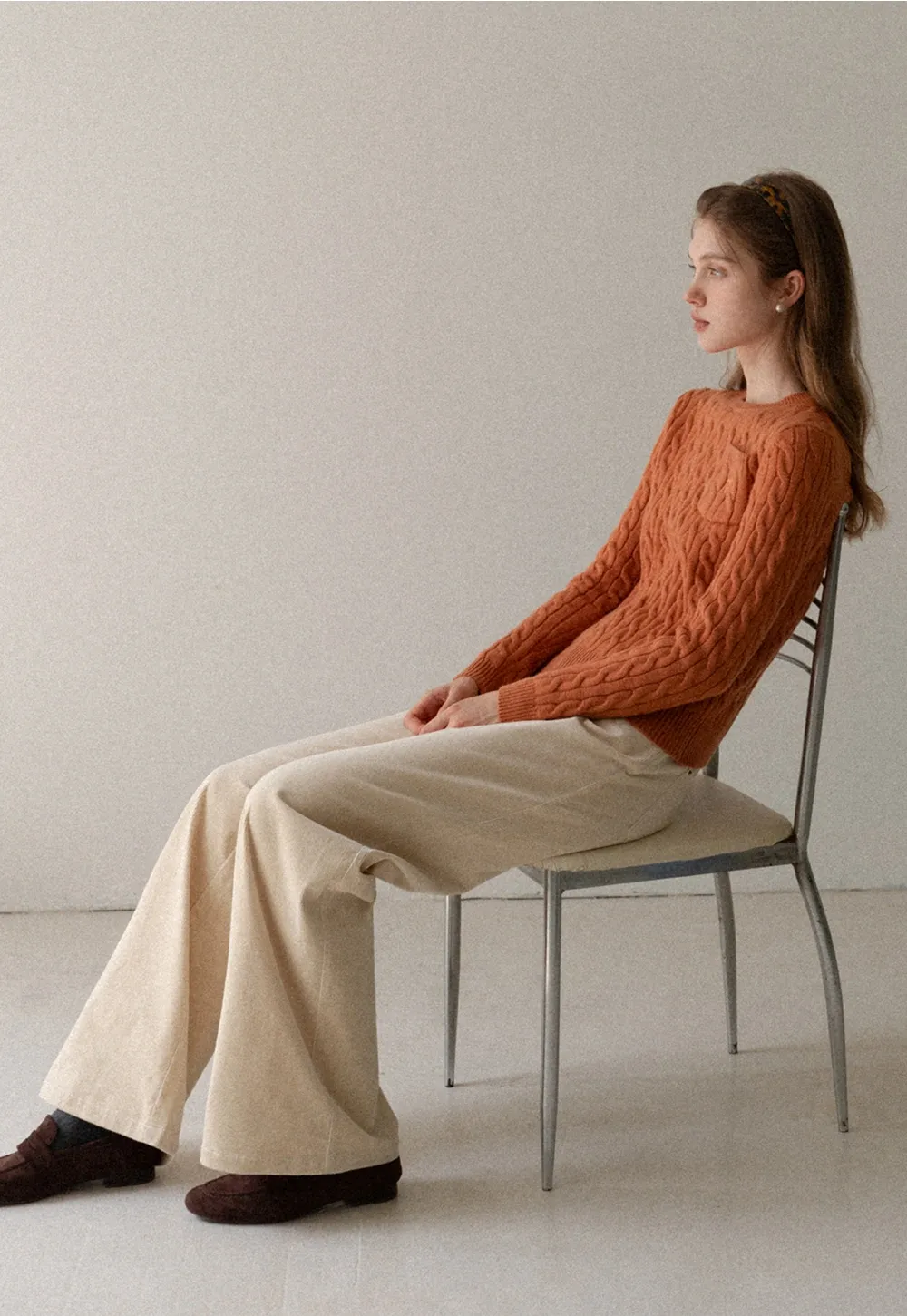 Women Cable Knit Sweater Long Sleeve Pullover Fall