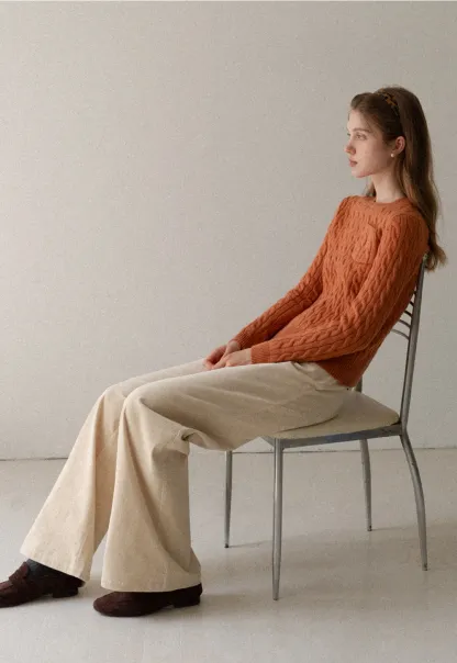 Women Cable Knit Sweater Long Sleeve Pullover Fall