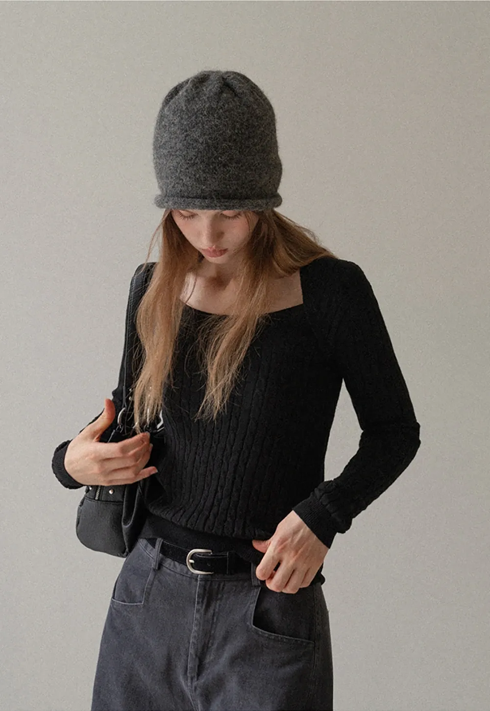 Square Neck Cable Knit Sweater