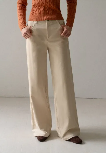 Women High Waist Corduroy Pants Wide Leg Casual
