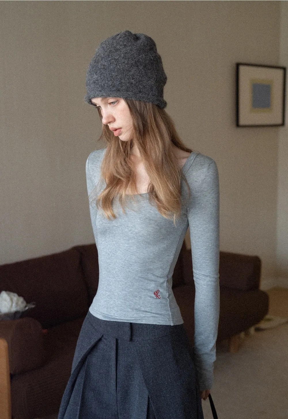 Basic Stretch Long Sleeve Tee for Women Casual