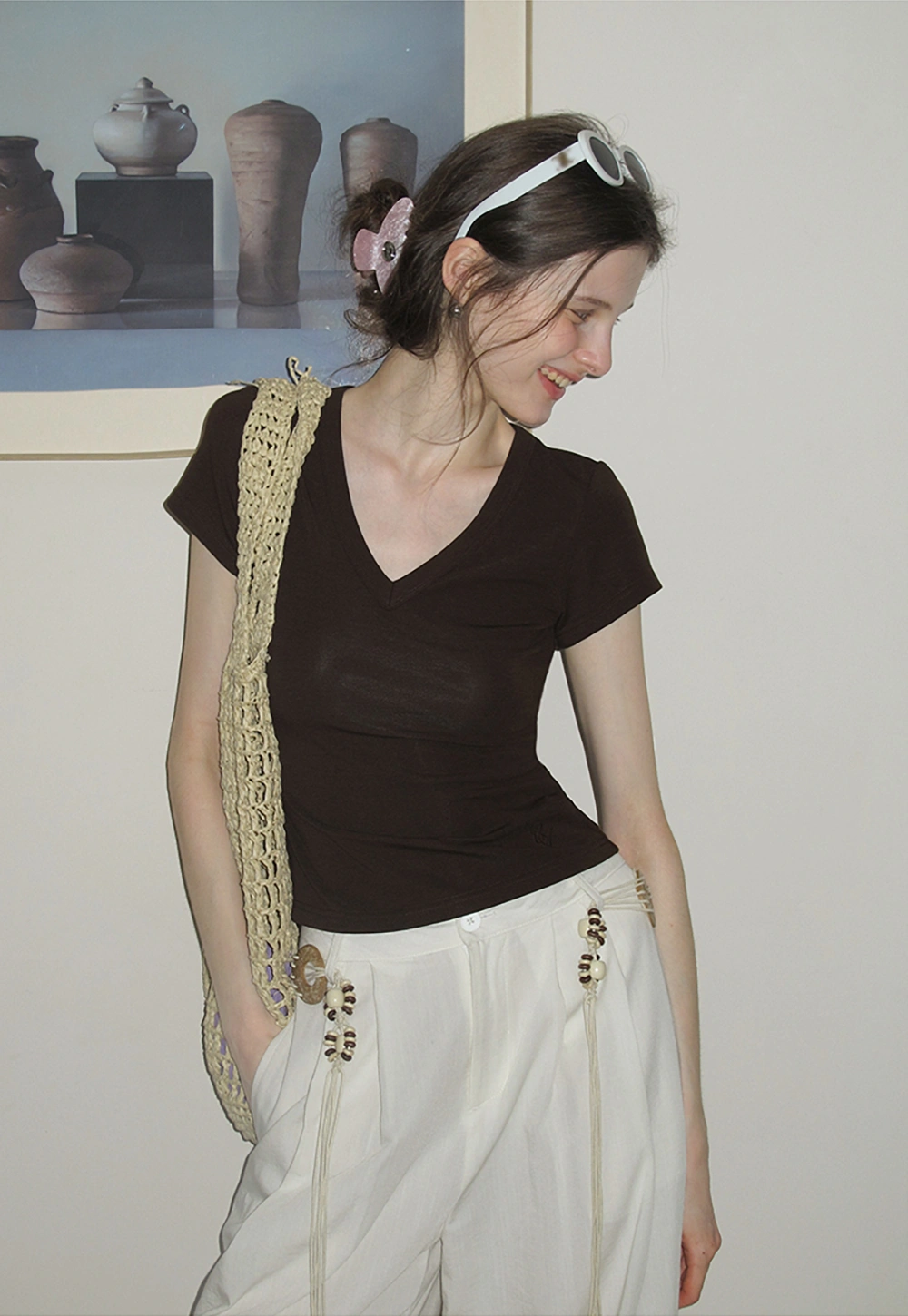 Women's Slim Fit V-Neck Short Sleeve T-Shirt