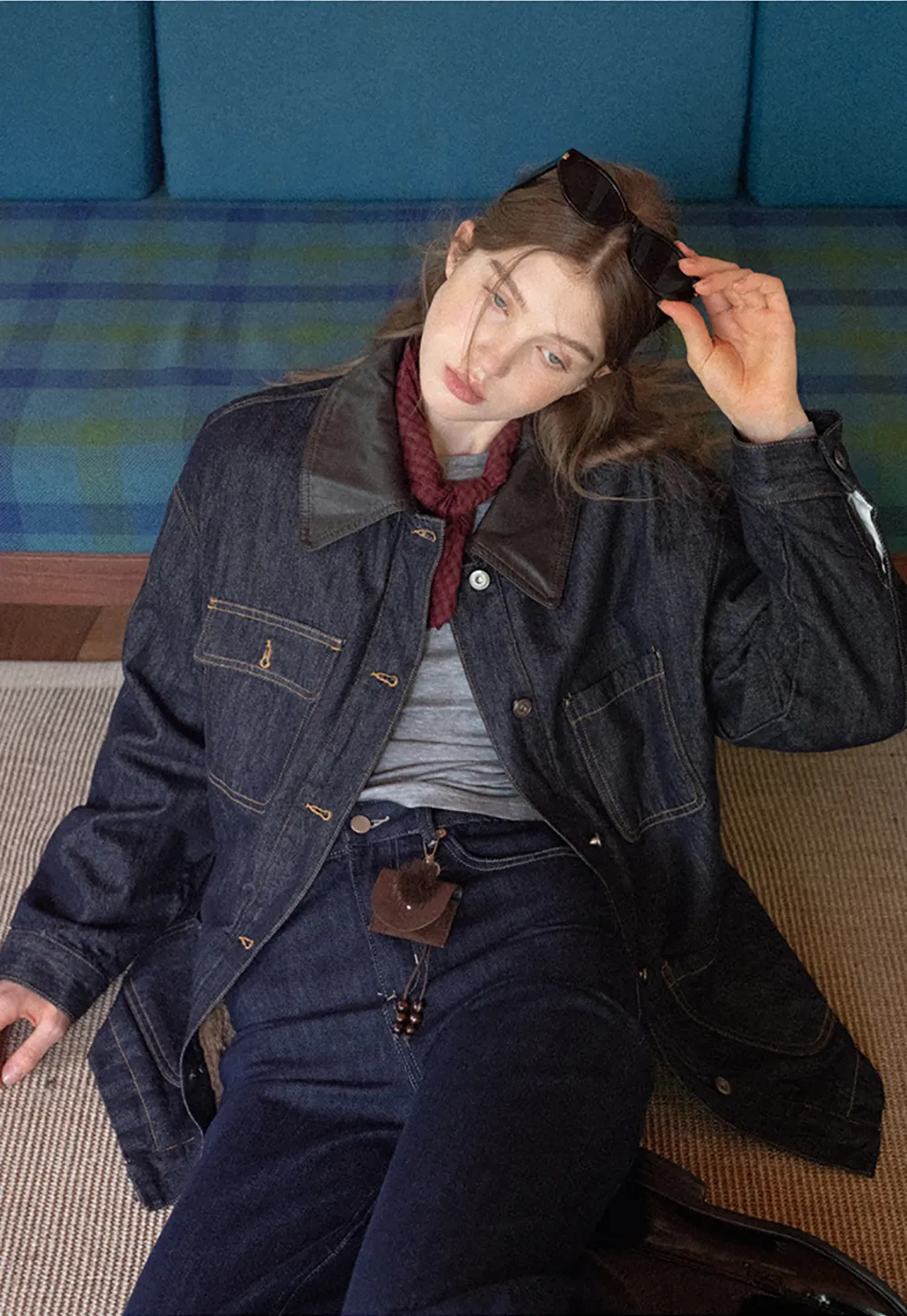 Denim Jacket with Contrast Collar