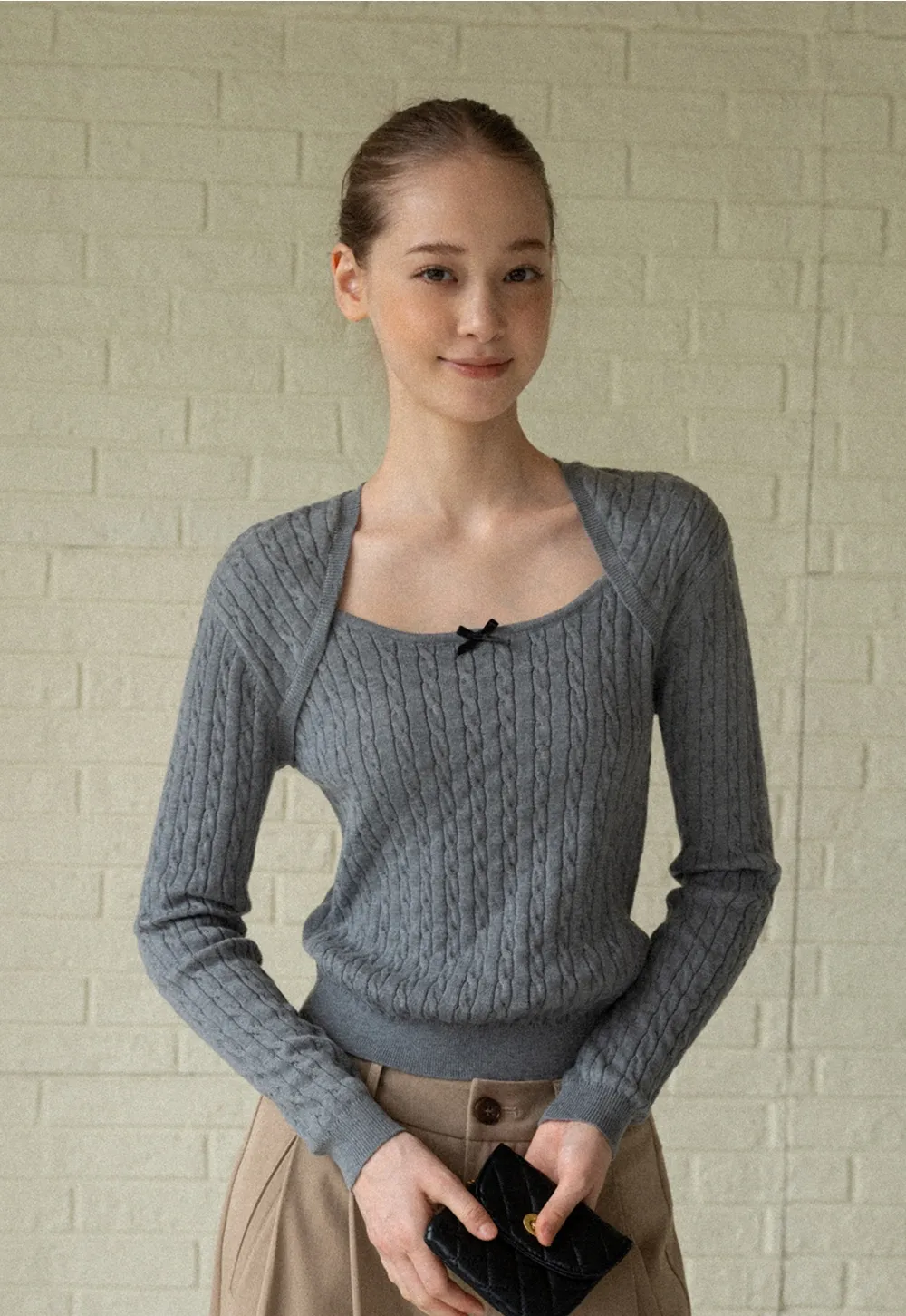 Soft Long Sleeve Cable Knit Top for Casual Wear