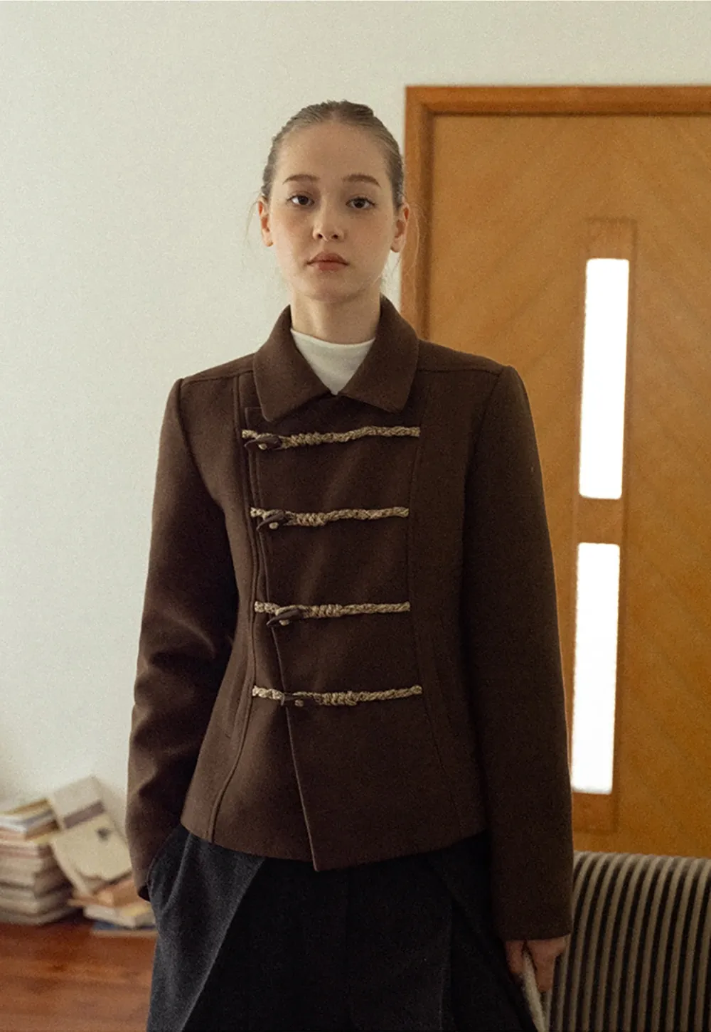 Women Wool-Blend Coat with Toggle Closure