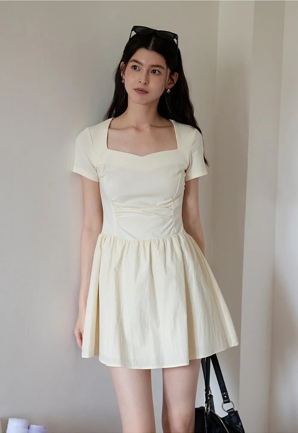 Square Neck Short Sleeve Dress for Women