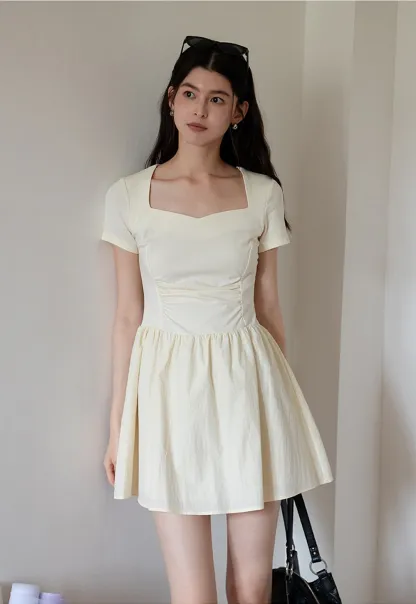 Square Neck Short Sleeve Dress for Women