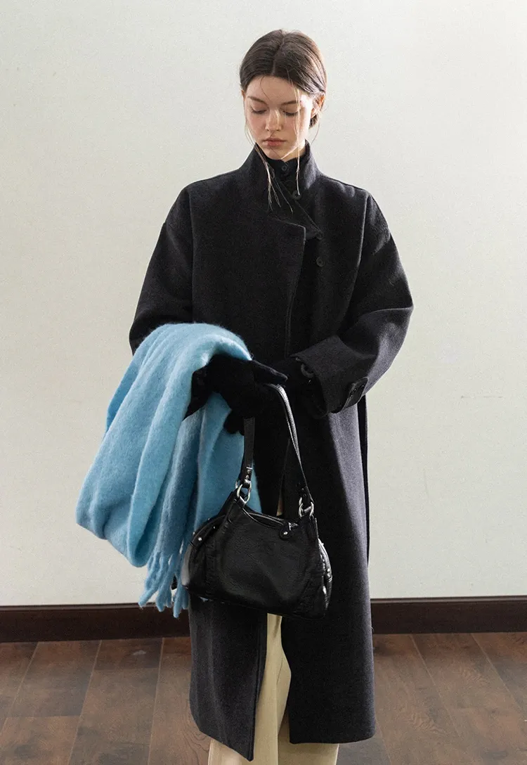 Padded Stand-Collar Wool Coat