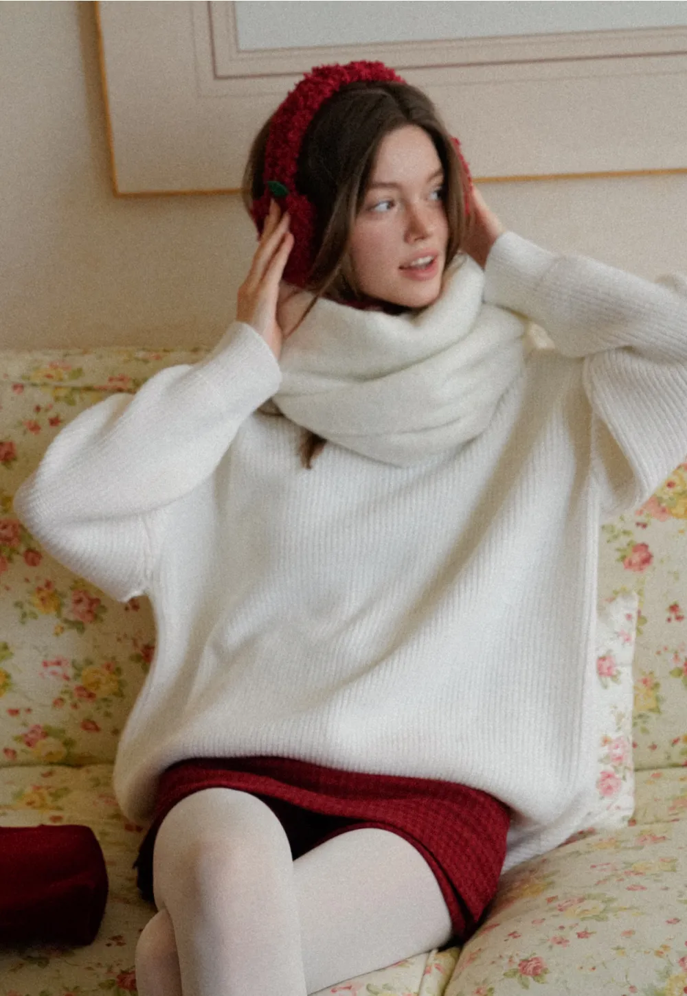 Ribbed V-Neck Knit Sweater