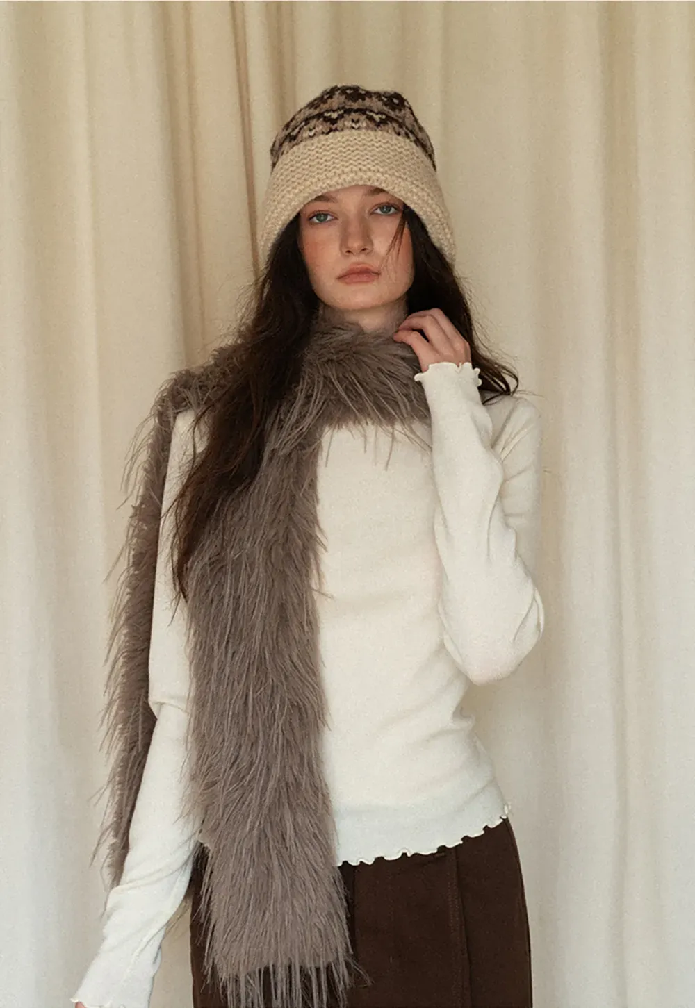 Faux Fur Long Scarf