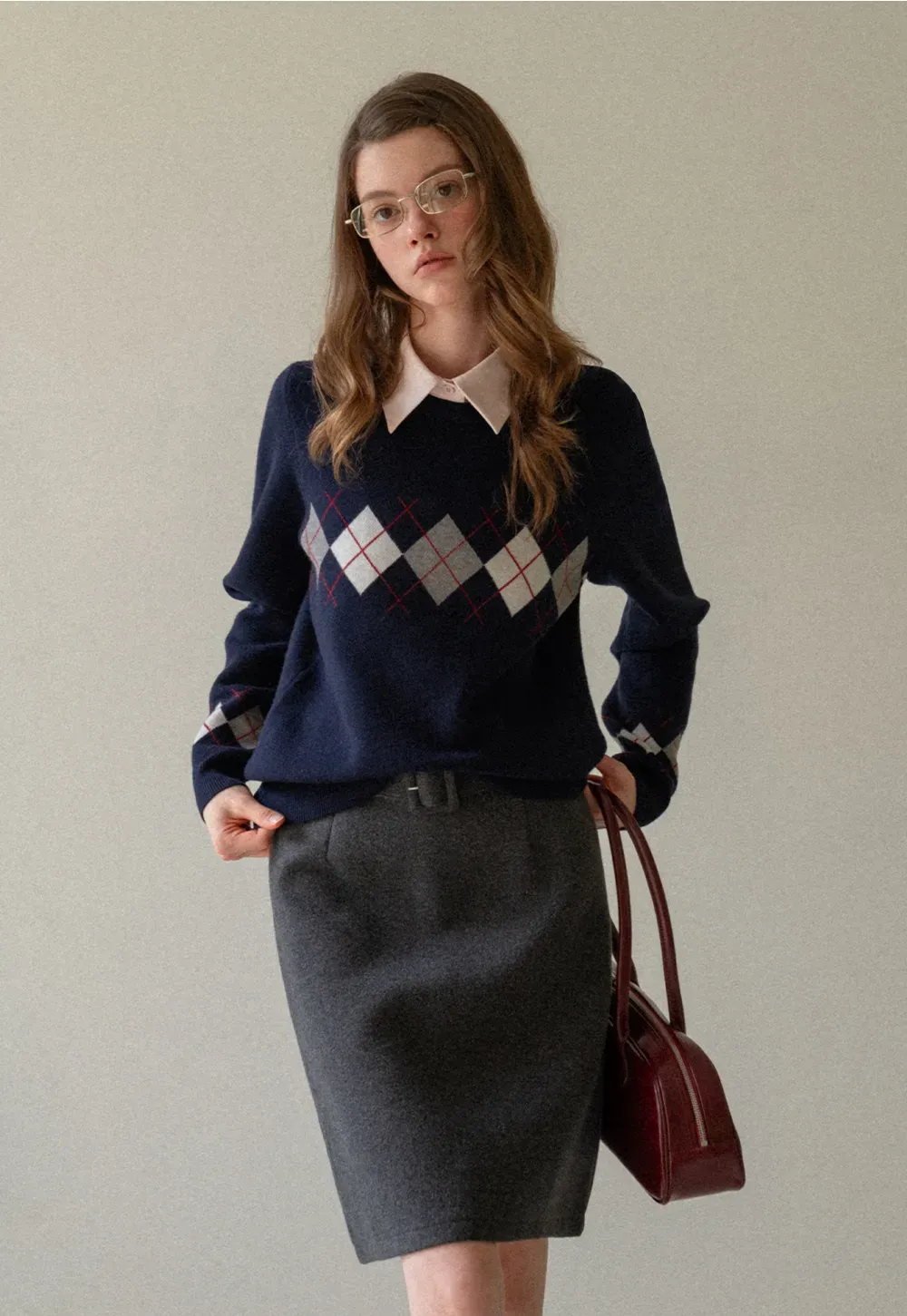 Wool Belted A-Line Mini Skirt in Charcoal