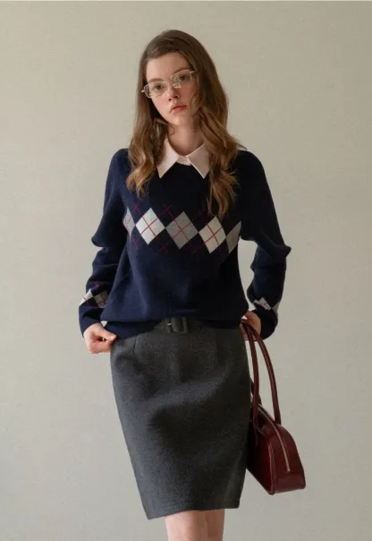 Wool Belted A-Line Mini Skirt in Charcoal