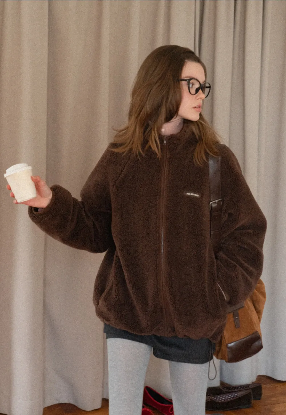 Zip-Up Fleece Jacket with Drawstring Waist