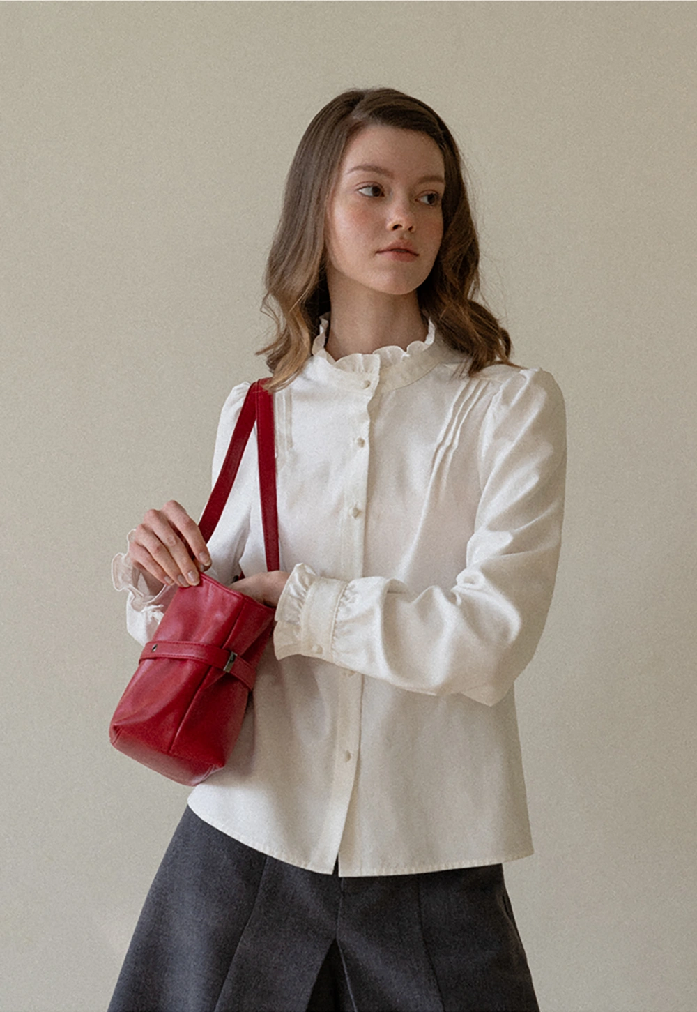 Long Sleeve Blouse with Ruffle Trim