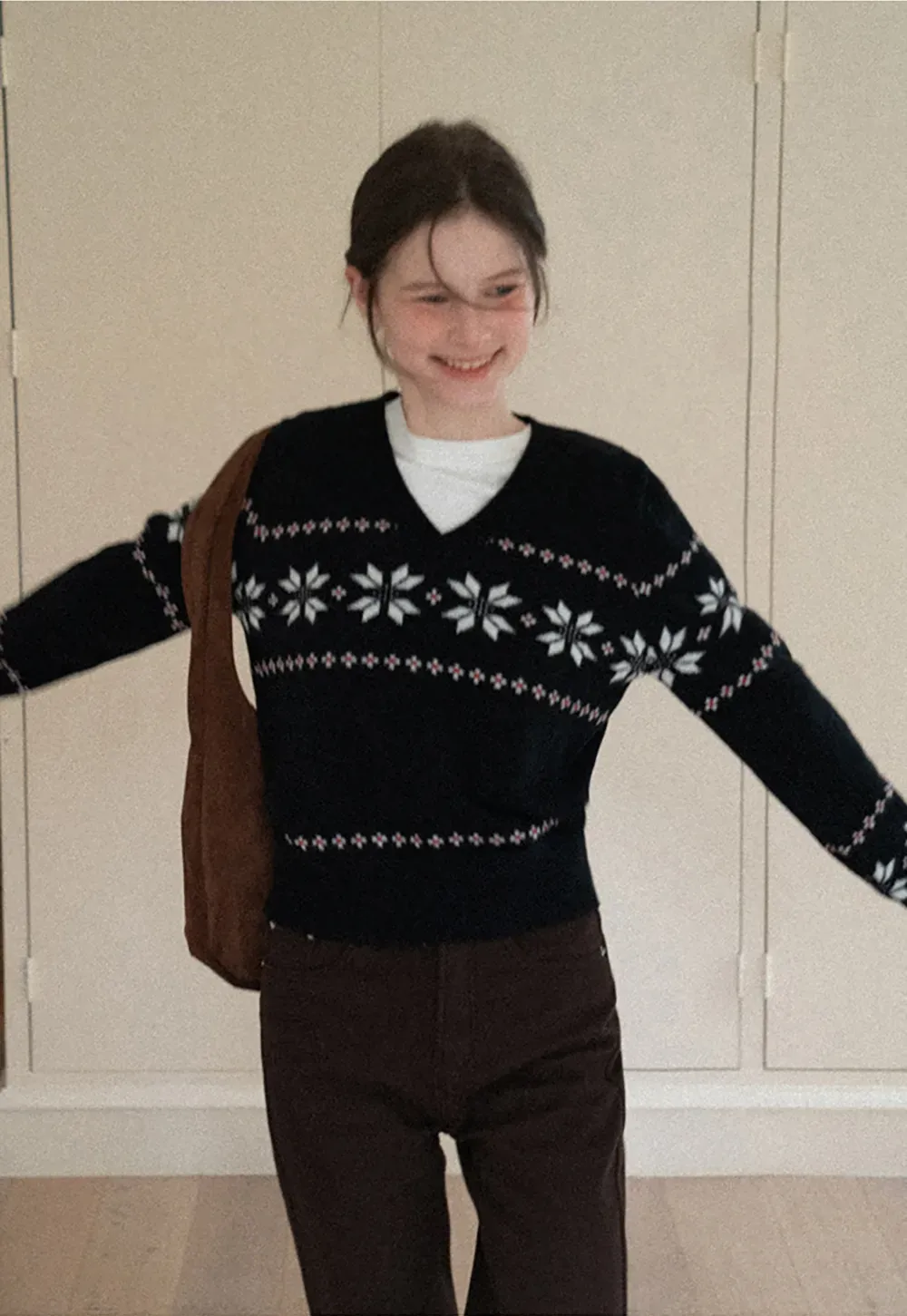 Fair Isle V-Neck Knit Sweater