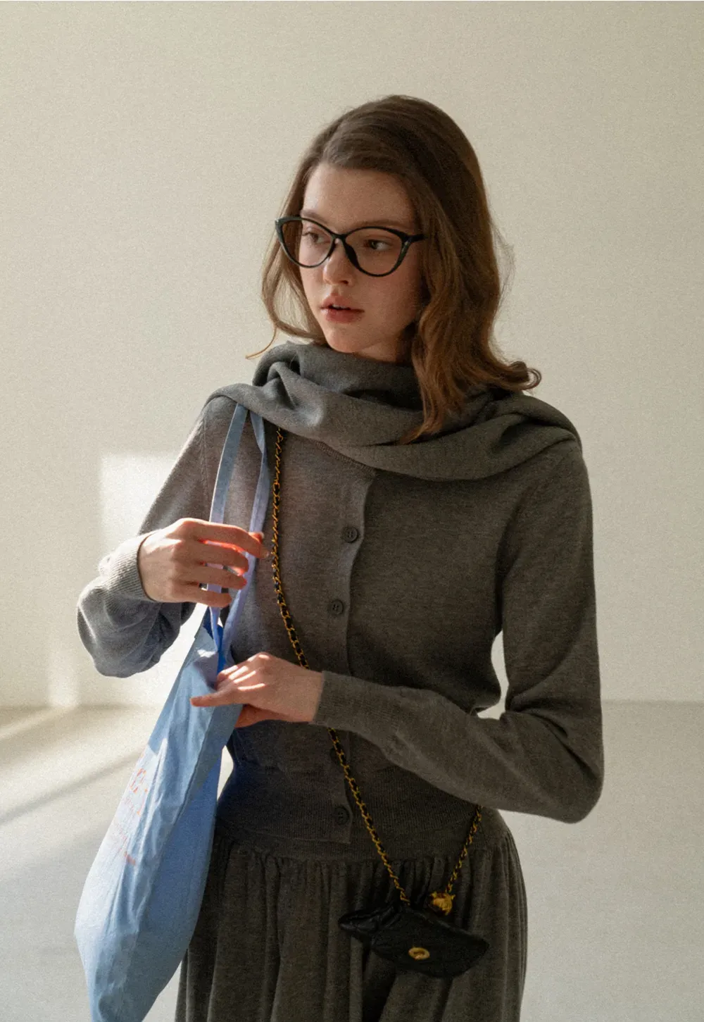 Relaxed Knit Cardigan & Full Skirt Set