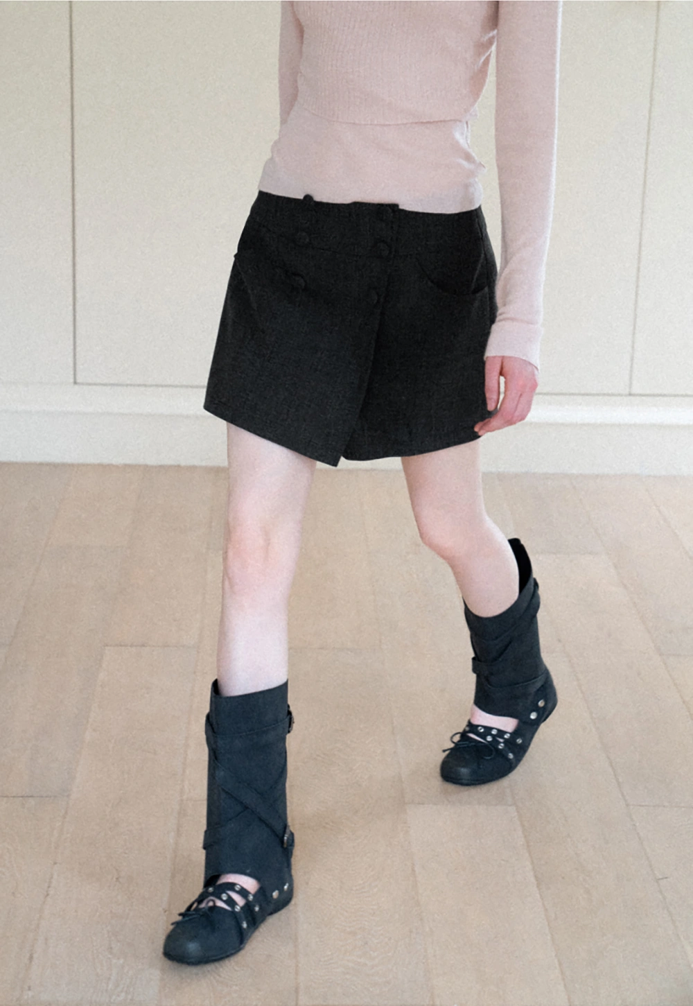Asymmetrical Wrap Front High Waist Skirt