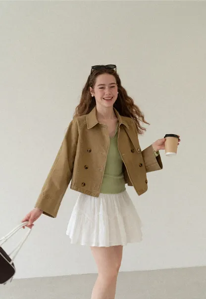 Cropped Double Breasted Short Jacket