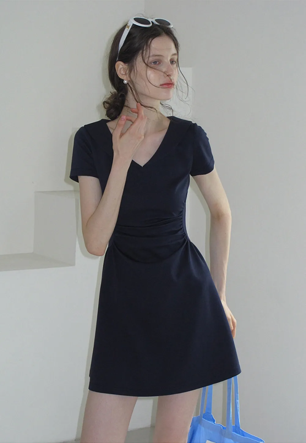 Women’s Sailor Collar Ruched Mini Dress