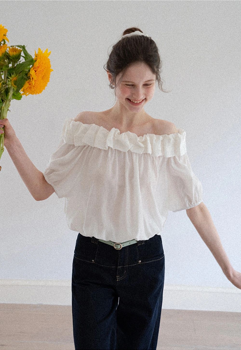 Ruffled Off-Shoulder Peasant Blouse