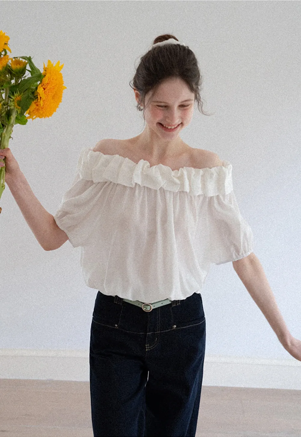 Ruffled Off-Shoulder Peasant Blouse