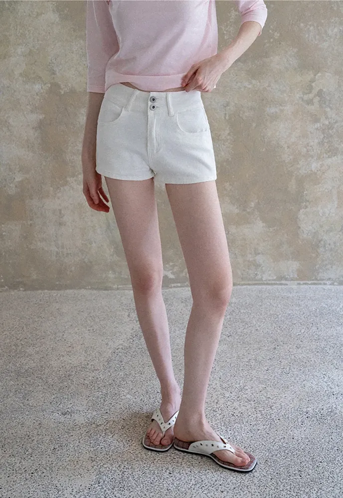 Women High Rise Stretch Denim Pocket Shorts
