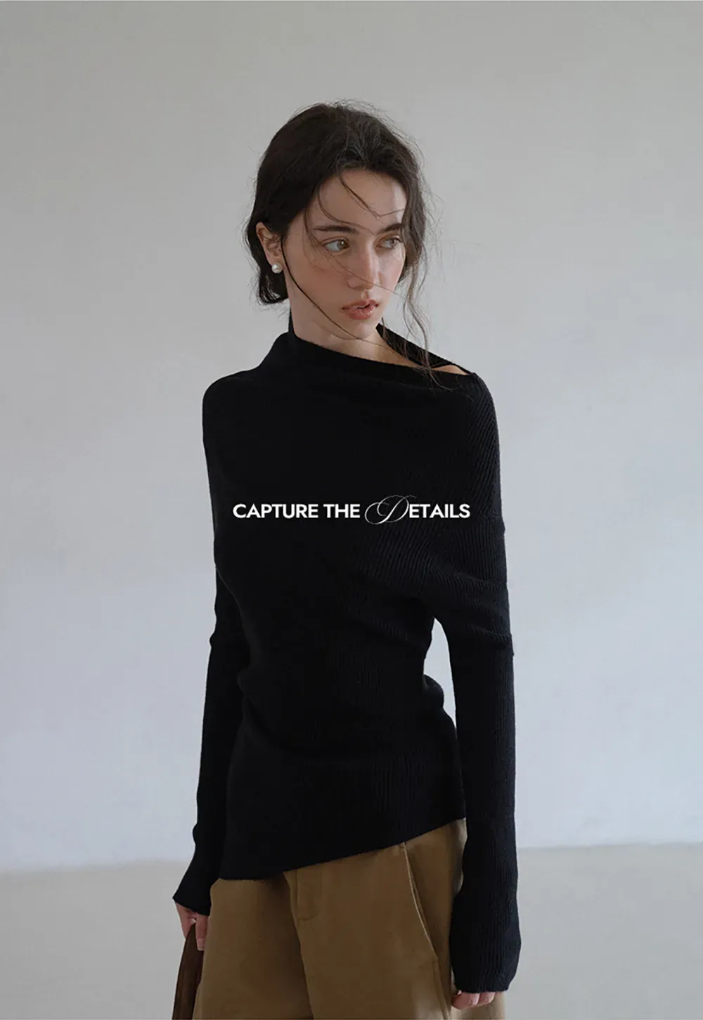 Asymmetric Turtleneck Knit Top