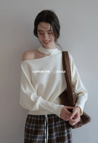 Off Shoulder Strap Detail Pullover