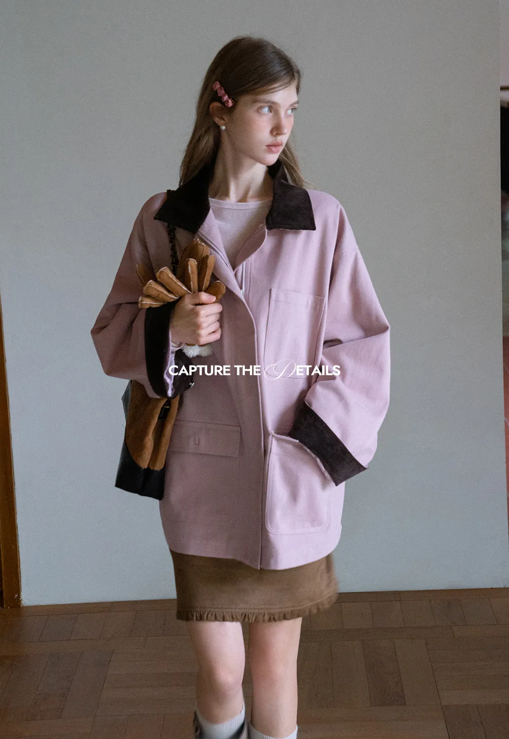 Contrast Collar Pocket Jacket