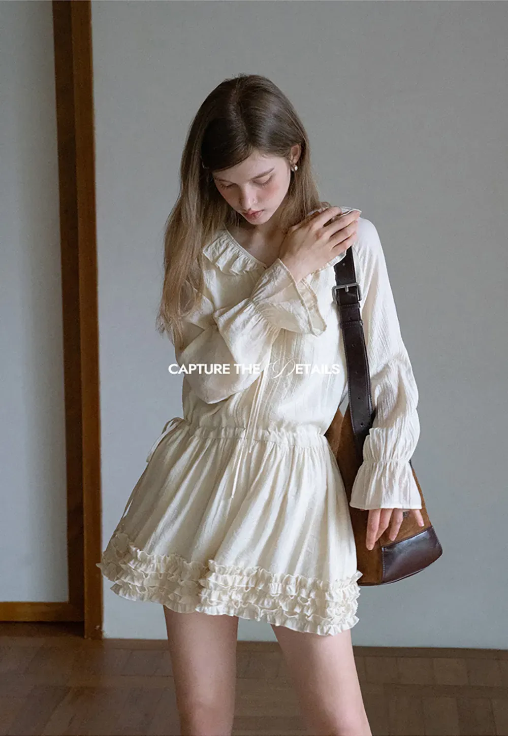 Ruffled Long Sleeve Mini Dress