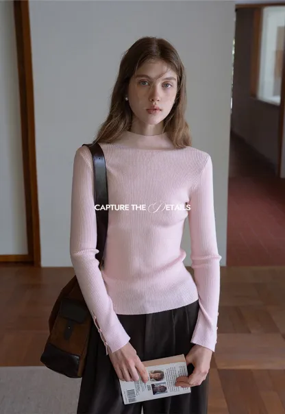 Womens Mock Neck Knit Top