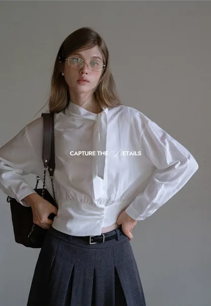 Women’s Tie Neck Long Sleeve Blouse