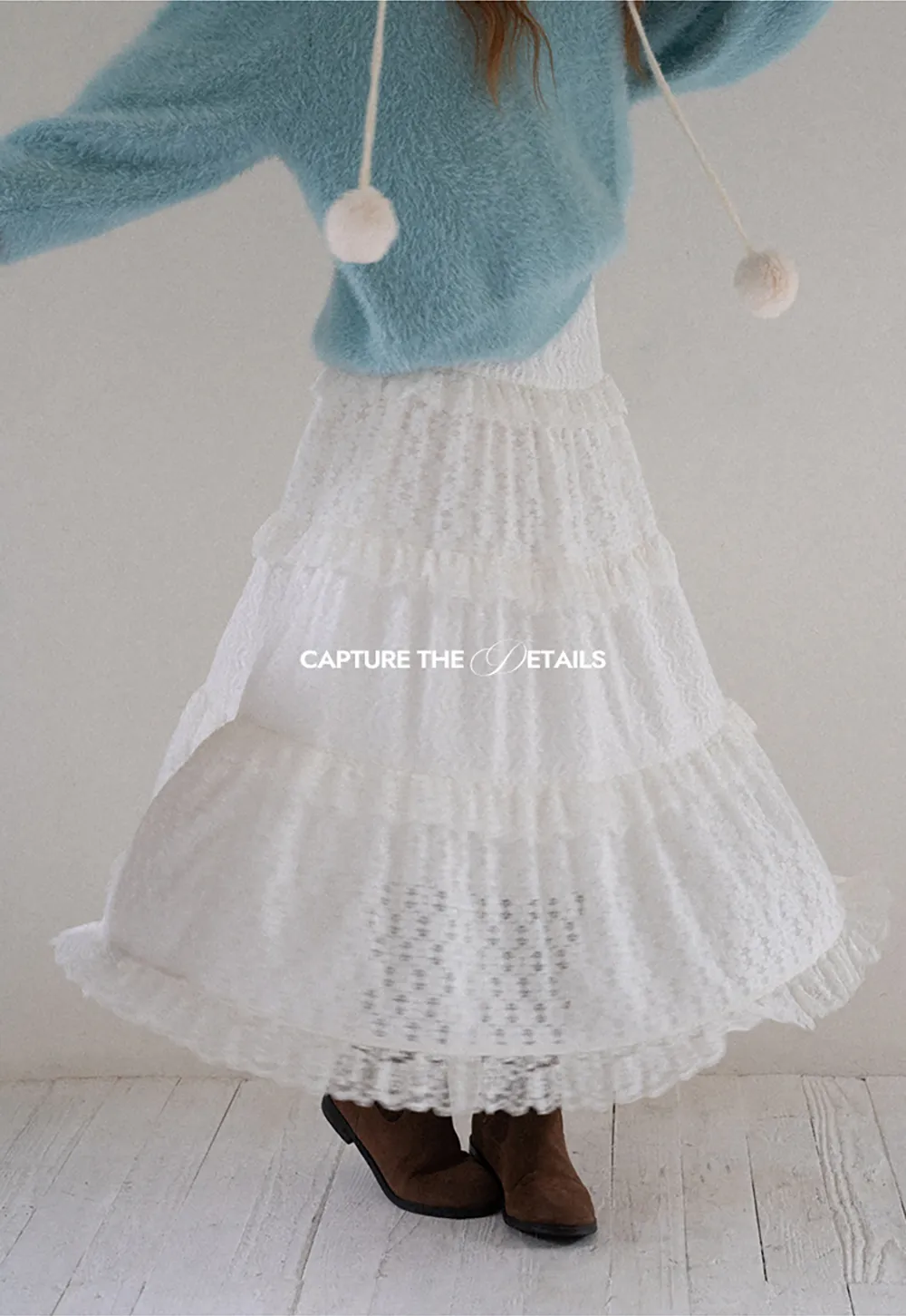 Tiered Lace Midi Skirt