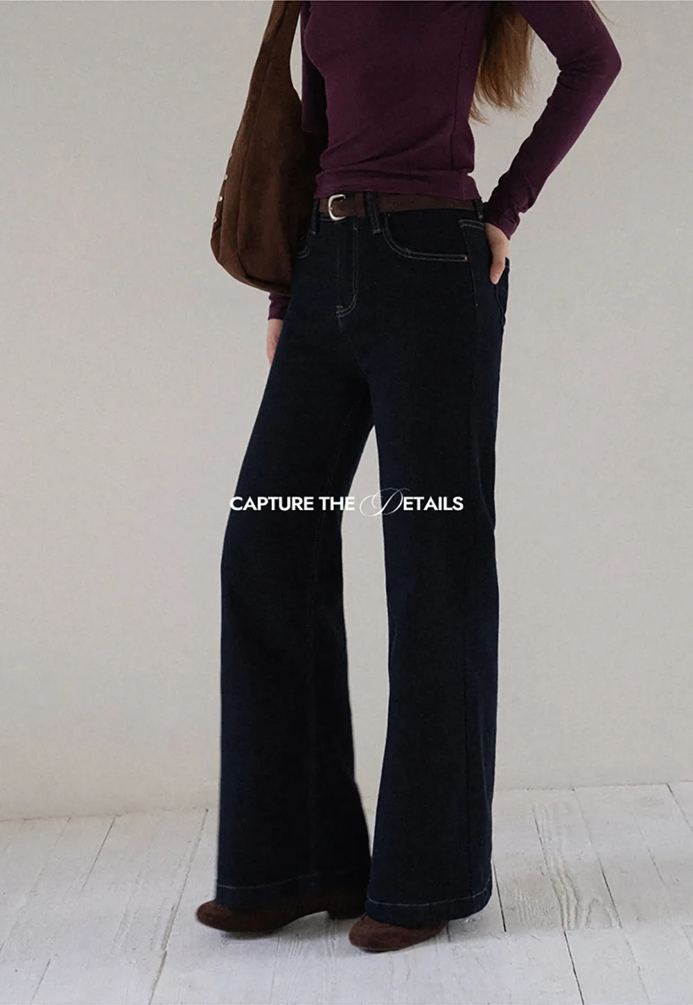 Womens High Waist Wide Leg Jeans with Belt