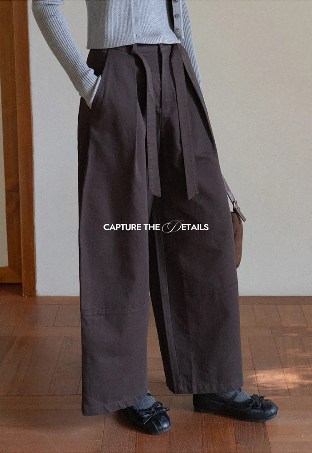 High-Waist Wide-Leg Pants with Tie Belt