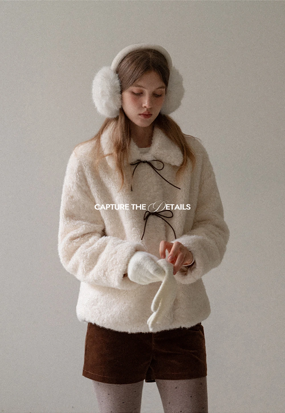 Womens Bow Tie Fleece Teddy Jacket