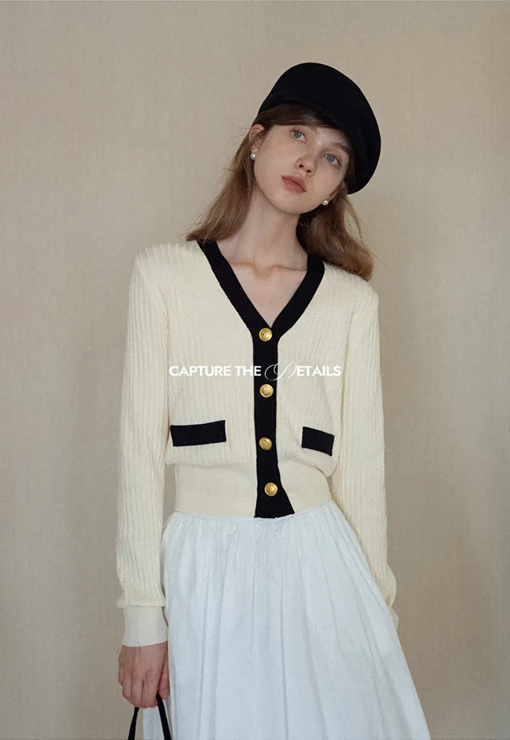 Contrast Trim Ribbed Knit Cardigan