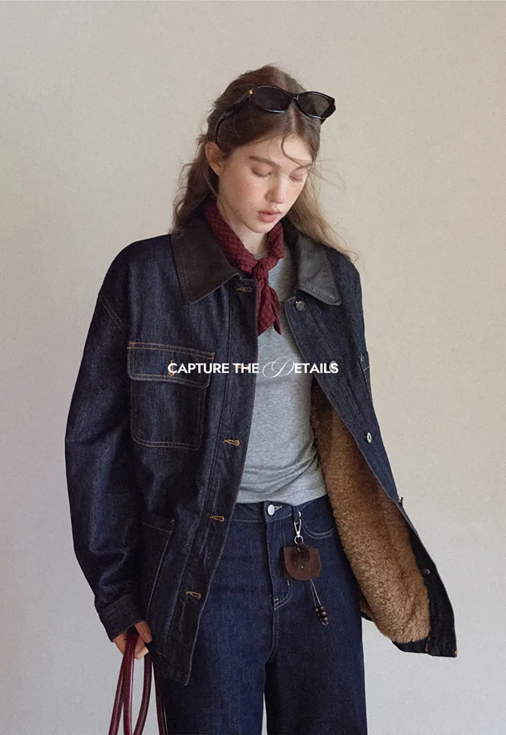 Denim Jacket with Contrast Collar