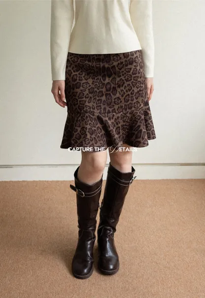 Leopard Print Flared Skirt