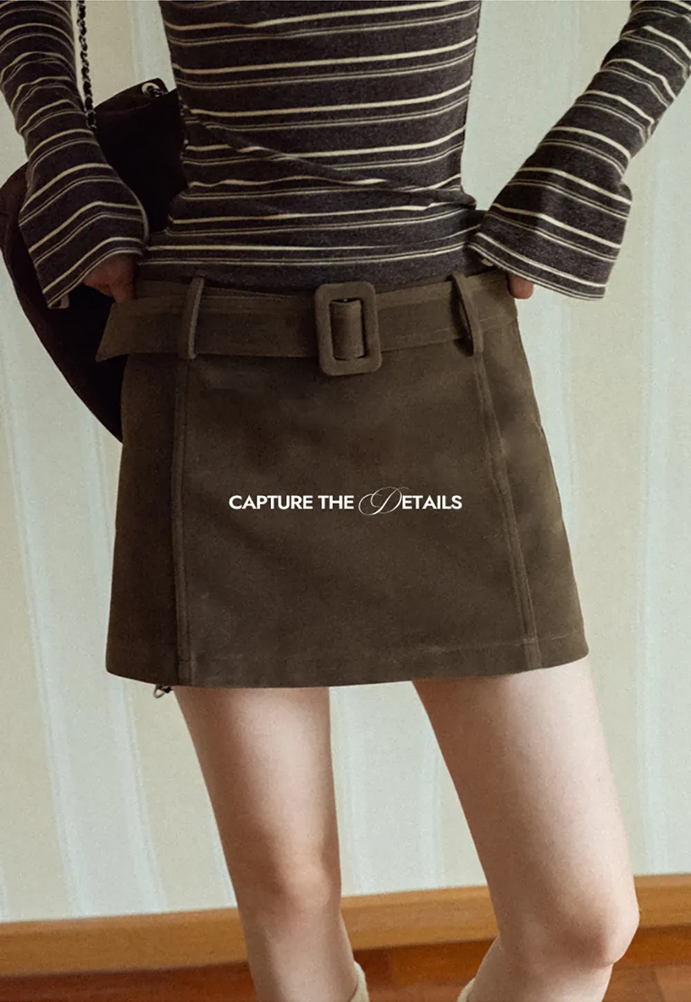 Suede Belted Mini Skirt