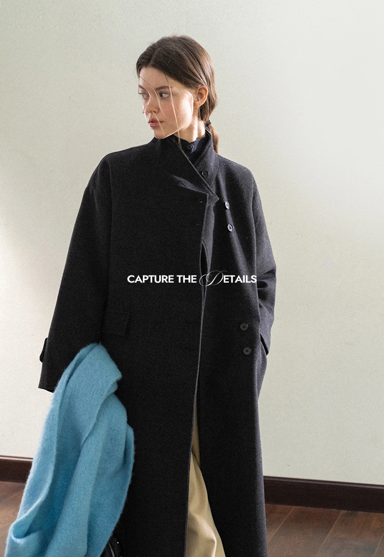 Padded Stand-Collar Wool Coat