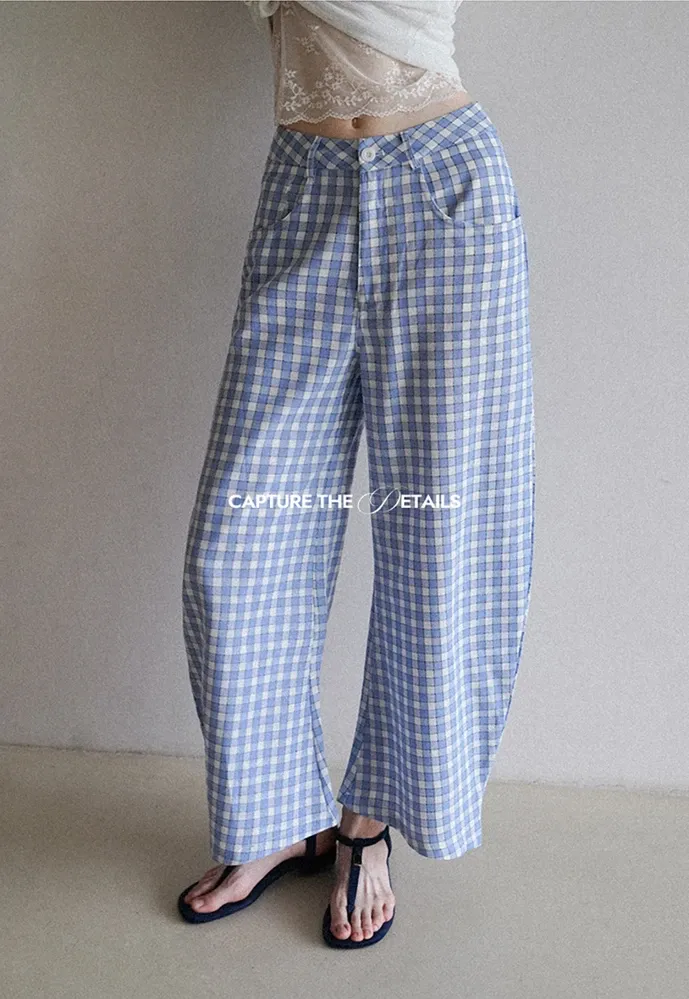 Women’s Gingham Wide-Leg Pants