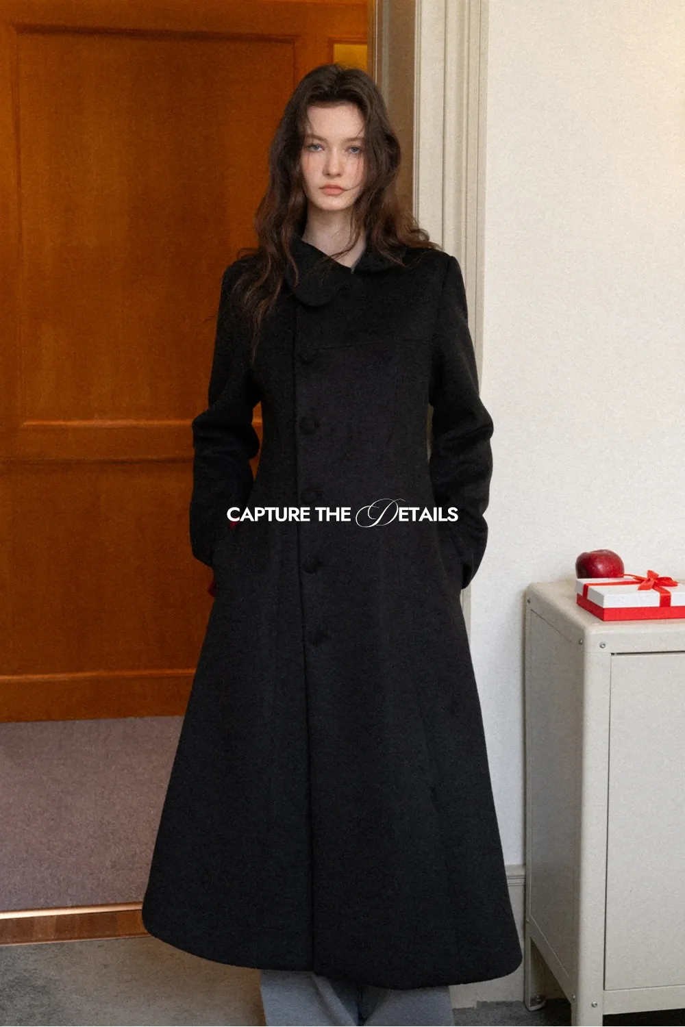 Womens Chic A-Line Buttoned Long Wool Coat