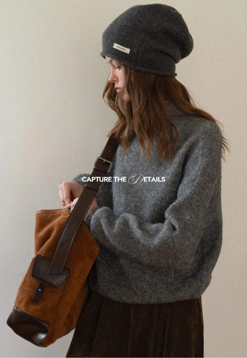 High-Neck Melange Knit Sweater